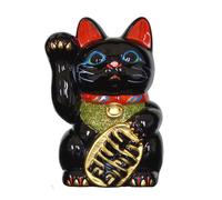Made in Japan Lucky Cat 7.5'' Tokoname Porcelain Black Maneki Neko Right Hand