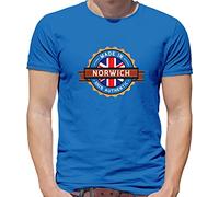 Made in Norwich 100% Authentic - Mens T-Shirt - Royal Blue - Large