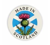 Made in Scotland Round Stickers, Scottish Thistle Flag Decorative Self Adhesive Labels (50 mm (15 Stickers))