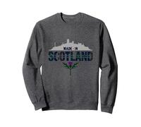 Made in Scotland Tartan Skyline Thistle Pride Sweatshirt, Adult Unisex, Dark Heather Grey, XL