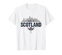 Made in Scotland Tartan Skyline Thistle Pride T-Shirt, Men, White, XL