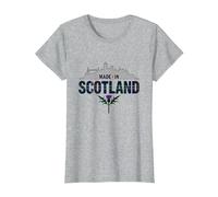 Made in Scotland Tartan Skyline Thistle Pride T-Shirt, Women, Heather Grey, S