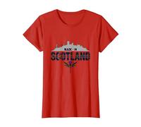 Made in Scotland Tartan Skyline Thistle Pride T-Shirt, Women, Red, XS