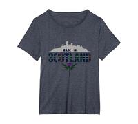 Made in Scotland Tartan Skyline Thistle Pride T-Shirt, Women's Plus, Heather Blue, 2X