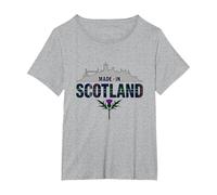 Made in Scotland Tartan Skyline Thistle Pride T-Shirt, Women's Plus, Heather Grey, 4X