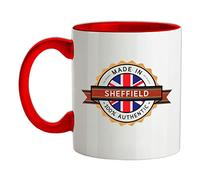 Made in Sheffield 100% Authentic - 11oz - Ceramic Two-Tone Mug for Coffee/Tea - Red/White - One Size