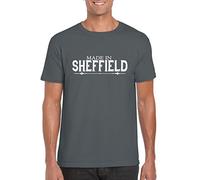 Made in Sheffield Vintage Retro Yorkshire Style Gift Graphic T-Shirt (Large) Grey