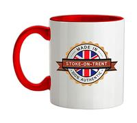 Made in Stoke-ON-Trent Original Authentic - 11oz - Ceramic Two-Tone Mug for Coffee/Tea - Red/White - One Size