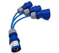 Made in the UK 3-Way 16A CEE Splitter Power Distribution Cable (15 Metre Cables)