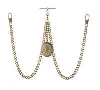 Made in The UK Elegant Bronze Colour Double Albert Pocket Watch Chain with Locket Pendant (10")