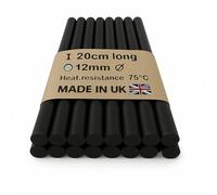 Made in The UK hot melt Glue Sticks for Glue Gun 20cm long 12mm diameter- Versatile Hot Melt Adhesive for Arts & Crafts, Product Assembly, and More (10, BLACK)