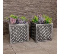 Made in the UK Lazio Plastic Garden planter Range (Lazio 38CM (2 PACK))