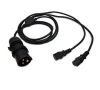 Made in the UK Stage, DJ, Sound and light 16A 230v CEE Plug to Two C13 IEC Socket Connectors. Black 2M. Server Power, Data Centre Etc