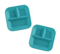 Made in The USA 100% Silicone Plates for Babies & Kids by Kiddiebites - 2-Pack BPA, BPS, PVC, Phthalate, Cadmium, and Lead Free, FDA Approved Silicone, Divided Child's Placemat Set (Teal)