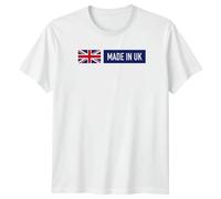 Made in UK Union Jack British National Identity Mens T-Shirt Womens Tee Graphic Unisex Top XL White