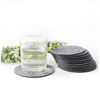 Made in Ukraine - Set of 12 Felt Gray Drink Coasters 4x4 inches - Round Coaster for Drinks Absorbent - Cup Mats - Protect Furniture from Heat, Stain, Scratches and Condensation