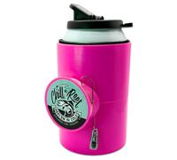 Made in USA | Fishing Can Cooler from Shark Tank | Hard Shell Drink Holder with Hand Line Reel | Fits Most Can Sleeves or Coozies | Unique Fishing Gift for Men | Shrinkwrapped | Pink