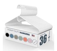 Made in USA Heavy Duty Plastic Clothes Hangers Bulk, 20 30 50 100 Pack Available, Strong Plastic Hangers, Jacket Coat Hangers, Thick Plastic Hanger for Closet and Clothing Hangars (36pk White)