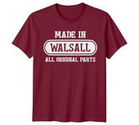 Made in Walsall All Original Parts Mens T-Shirt Walsall England Travel Tee L Burgundy