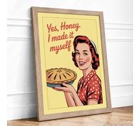 Made It Myself Retro Framed Wall Art Print A4 (29.7×21cm) Oak, Wall Decor for Living Room, Bedroom, Office & Home, Ready to Hang, Art Gift