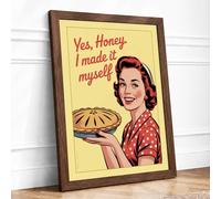 Made It Myself Retro Framed Wall Art Print A4 (29.7×21cm) Walnut, Wall Decor for Living Room, Bedroom, Office & Home, Ready to Hang, Art Gift