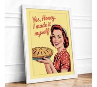 Made It Myself Retro Framed Wall Art Print A4 (29.7×21cm) White, Wall Decor for Living Room, Bedroom, Office & Home, Ready to Hang, Art Gift