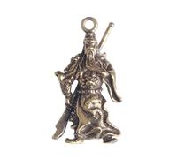 Made of Pure Brass, Worn Military Robe, Guan Gong Keychain, God of Wealth, Saint of War, Guan Yu Pendant, Small Bronze Artifact