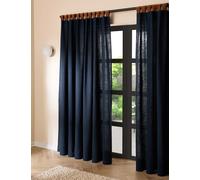 MADE Pure Cotton Hadlo Curtains With Velvet Loops Dark Navy