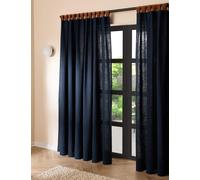 MADE Pure Cotton Hadlo Curtains With Velvet Loops Dark Navy
