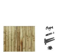 Made to Measure 3ft Wooden Garden Gate, Ring Latch Fixing Kit, Custom Feather Edge Semi-Braced Flat Top Treated Timber Door for Outdoor Pathway Home Access, MAX 90cm High x MAX 105cm Wide