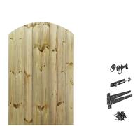 Made to Measure 5ft Wooden Garden Gate, Ring Latch Fixing Kit, Custom T&G Fully Framed Arch Top Treated Timber Door for Outdoor Pathway Home Access, MAX 150cm High x MAX 90cm Wide