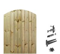 Made to Measure 5ft Wooden Garden Gate, Suffolk Latch Fixing Kit, Custom T&G Fully Framed Arch Top Treated Timber Door for Outdoor Pathway Home Access, MAX 150cm High x MAX 105cm Wide