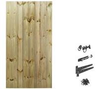 Made to Measure 6ft Wooden Garden Gate, Ring Latch Fixing Kit, Custom T&G Fully Framed Flat Top Treated Timber Door for Outdoor Pathway Home Access, MAX 180cm High x MAX 90cm Wide