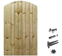 Made to Measure 6ft Wooden Garden Gate, Ring Latch Fixing Kit, Custom T&G Semi-Braced Arch Top Treated Timber Door for Outdoor Pathway Home Access, MAX 180cm High x MAX 105cm Wide