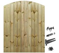 Made to Measure 6ft Wooden Garden Gate, Ring Latch Fixing Kit, Custom T&G Semi-Braced Arch Top Treated Timber Door for Outdoor Pathway Home Access, MAX 180cm High x MAX 135cm Wide
