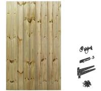 Made to Measure 6ft Wooden Garden Gate, Ring Latch Fixing Kit, Custom T&G Semi-Braced Flat Top Treated Timber Door for Outdoor Pathway Home Access, MAX 180cm High x MAX 105cm Wide