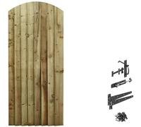 Made to Measure 6ft Wooden Garden Gate, Suffolk Latch Fixing Kit, Custom Feather Edge Semi-Braced Arch Top Treated Timber Door for Outdoor Pathway Home Access, MAX 180cm High x MAX 75cm Wide