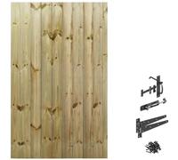 Made to Measure 6ft Wooden Garden Gate, Suffolk Latch Fixing Kit, Custom T&G Fully Framed Flat Top Treated Timber Door for Outdoor Pathway Home Access, MAX 180cm High x MAX 105cm Wide