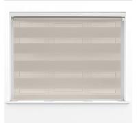 Made To Measure Brown Dual Layer Zebra Day Night Roller Blinds Light Filter or Blackout Material Shades Metal Brackets & Fittings 150cm Width x 160cm Length