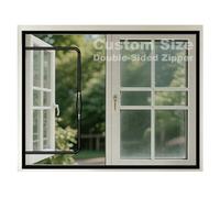 Made-to-Measure Cat-Proof Window Screen with Zipper Opening, Custom Size Fly & Insect Mesh, Two-Way Double-Sided Zip, Self-Adhesive Hook & Loop Tape, Nano Net, Black or White
