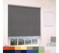 Made To Measure Deluxe Daylight Roller Blinds Light Filtering Premium Fabric Easy Fit Metal Brackets Bedroom Living Room Office Child Safe 160cm Length Trimmable Dark Grey 060cm