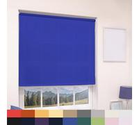 Made To Measure Deluxe Daylight Roller Blinds Light Filtering Premium Fabric Easy Fit Metal Brackets Bedroom Living Room Office Child Safe 160cm Length Trimmable Electric Blue 090cm