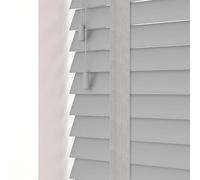 Made to Measure Faux Wood Venetian Blind 50mm Slats Wood Grain Pattern Deluxe Taped Light Grey 75cm Width x 160cm Length