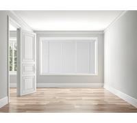 Made to Measure Faux Wood Venetian Blind 50mm Slats Wood Grain Pattern Deluxe Taped White 75cm Width x 200cm Length