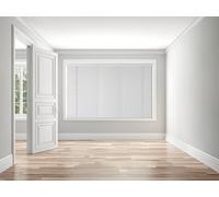 Made to Measure Faux Wood Venetian Blind 50mm Slats Wood Grain Pattern Strings White 105cm Width x 120cm Length