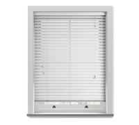 Made to Measure Fine Wood Venetian Blind with Strings - Ultra White | Custom Made 50mm Fine Grain Faux Wood Venetian Blind with Strings. 35-60cm width x up to 180cm drop. Moisture Resistant.