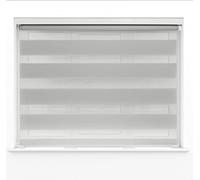 Made To Measure Grey Dual Layer Zebra Day Night Roller Blinds Light Filter or Blackout Material Shades Metal Brackets & Fittings 130cm Width x 160cm Length