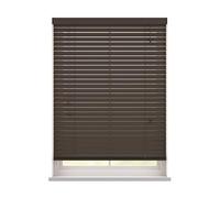 Made to Measure Real Wood Venetian Blind with Strings - Burnt Dark Oak | Custom Made Real Wood Venetian Blind with Strings. 50mm slats. Up to 90cm width x up to 120cm drop. Stylish and durable.