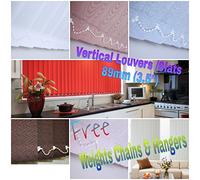 MADE TO MEASURE VERTICAL BLIND REPLACEMENT SLAT/ LOUVERS 89mm (3.5") WIDE-Any size up to 2500mm (98.50") Individually made to the exact size you require- Including Hangers Weights & Chains, FREE FAST DELIVERY- (PACK OF 5 SLATS)