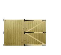 MADE TO MEASURE Wooden Double Driveway Gates Pair Bespoke Lighter Semi-Braced Framing with Interlocked Tongue & Groove Boards Flat Top Design <5ft (150cm) High x <8ft (244cm) Wide +600mm Hinge Pack